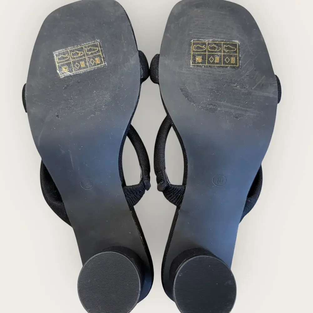 Journee Collection Fabric Double Strap Block Heel Slip On Sandals Size 10 Black - Picture 7 of 12